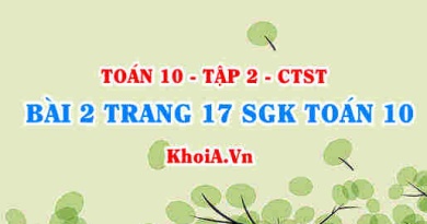 Bài 2 trang 17 SGK Toán 10 tập 2 Chân trời sáng tạo